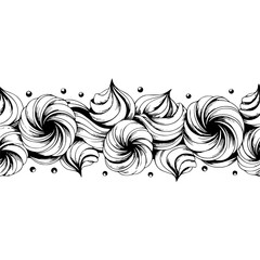 Fototapeta premium Decorative Icing Swirl Border, Hand-Drawn Monochrome Design