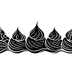 Ornamental Black & White Swirls Border Illustration