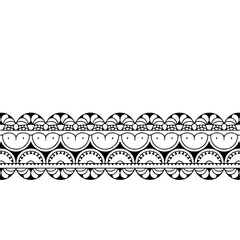 Intricate Black & White Border Design, Floral and Geometric Pattern, Seamless Repeat