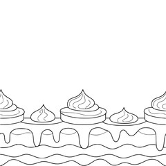 Outline Dessert Pattern: Elegant Cake Design with Whipped Cream