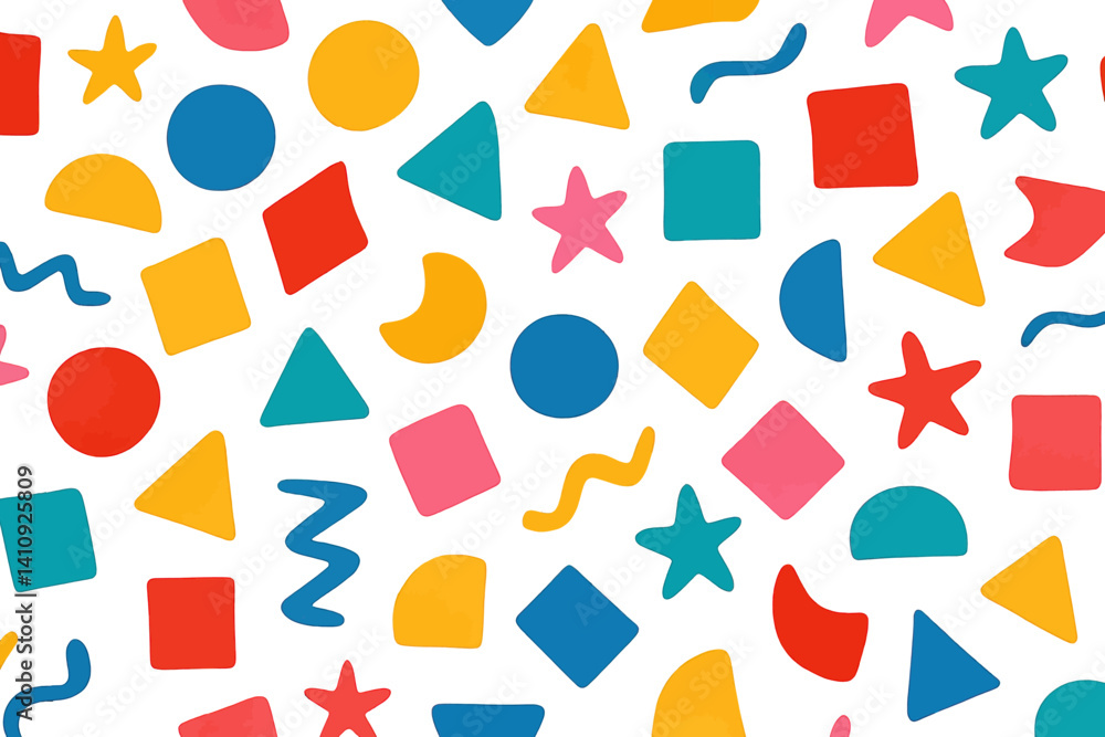Poster the seamless pattern set consists of abstract colorful geometric shapes paired with colorful star do