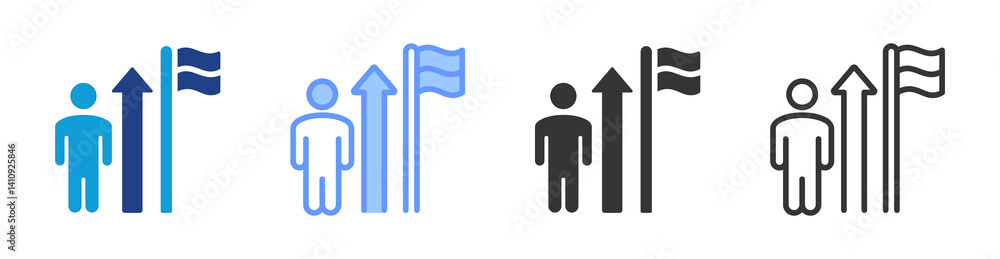 Poster professional growth icon set multiple style collection