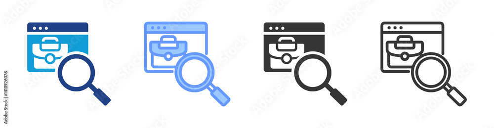 Poster job search icon set multiple style collection