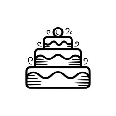 Minimalist Tiered Cake Icon, Elegant Black & White Design
