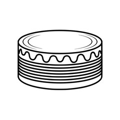 Black and White Cake Icon: Dessert Illustration, Simple and Elegant