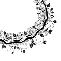Elegant Black and White Floral Corner Design