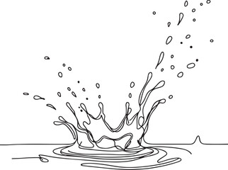 Fresh Splash of Water Line Drawing