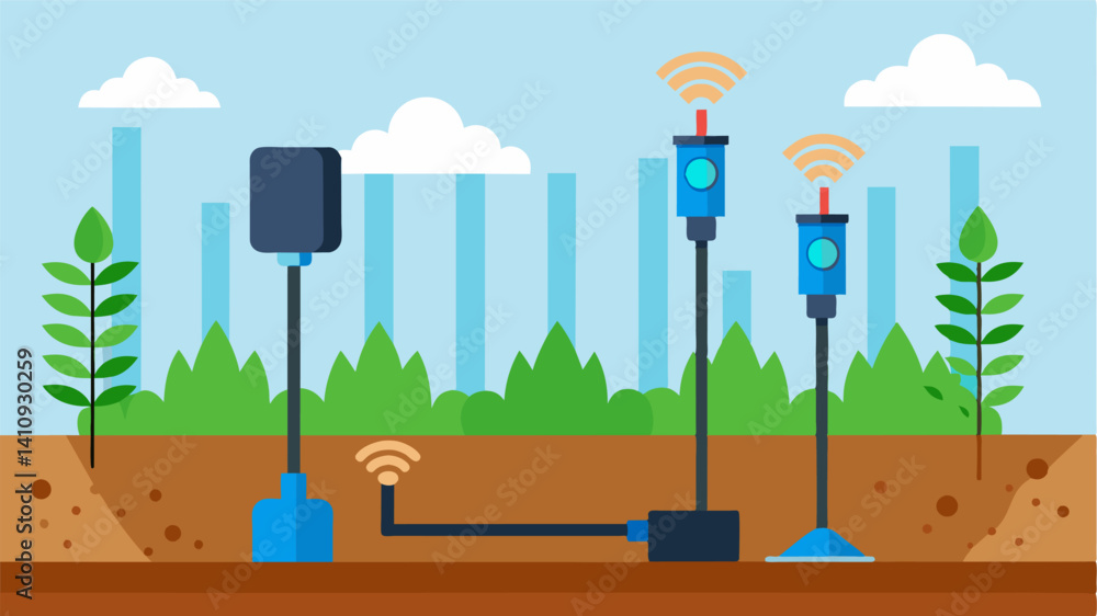 Aufkleber soil moisture probes that can be inserted into the ground at various depths to provide realtime feed