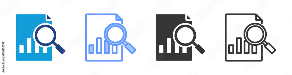 Poster Analysis icon set multiple style collection