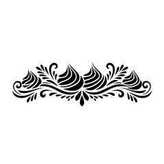 Elegant Vector Flourish Border, Black Swirls on White, Ornamental Design