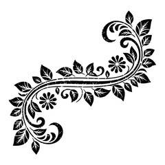 Elegant Black Floral Design with Grunge Texture