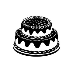 Two-Tier Cake Silhouette, Festive Dessert Icon