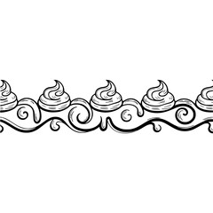 Elegant Swirl & Cream Border Illustration - Black and White Ornament