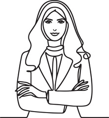 Arabian Businesswoman Standing Line Art