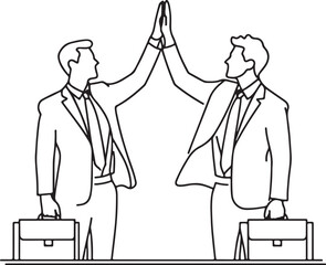 Minimalist High Five Success Line Art