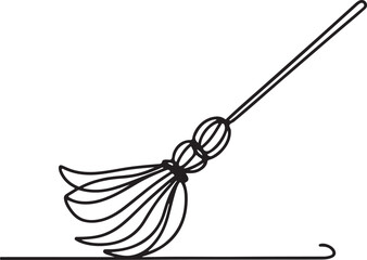 Minimalist Witch Broom Sketch