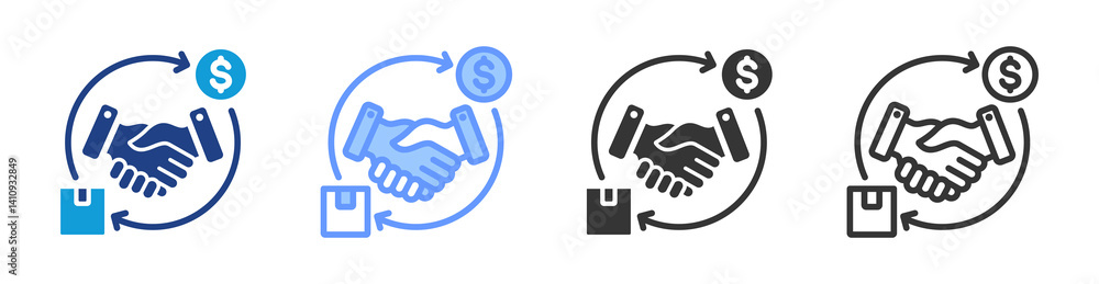 Poster trade icon set multiple style collection