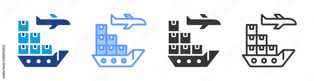 Poster Freight icon set multiple style collection