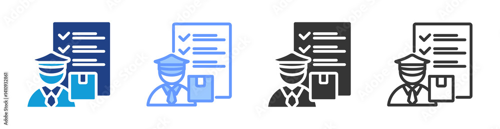 Poster Customs icon set multiple style collection