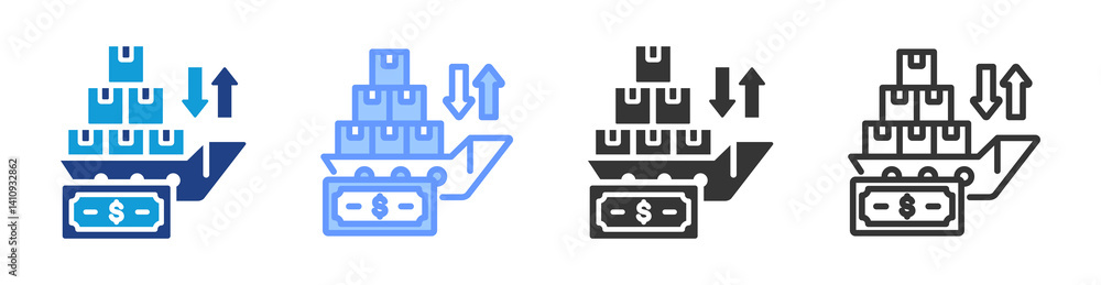 Poster Tariff icon set multiple style collection