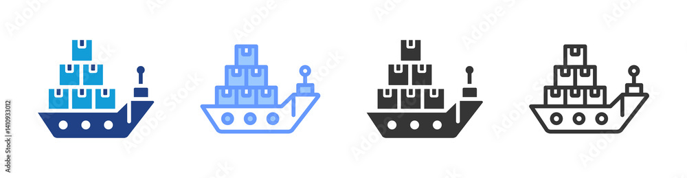 Aufkleber vessel icon set multiple style collection