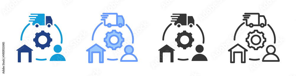 Poster Supply Chain icon set multiple style collection