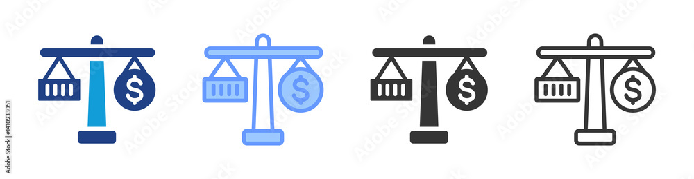 Poster trade balance icon set multiple style collection