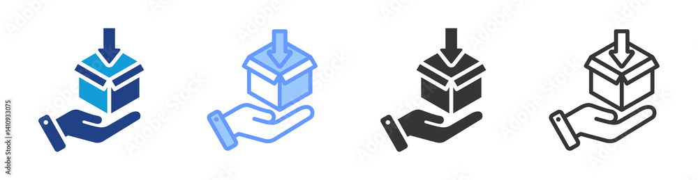 Poster Packaging icon set multiple style collection