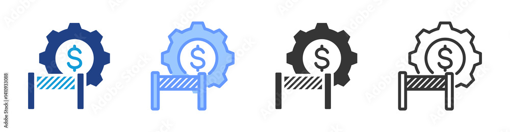 Poster trade barrier icon set multiple style collection