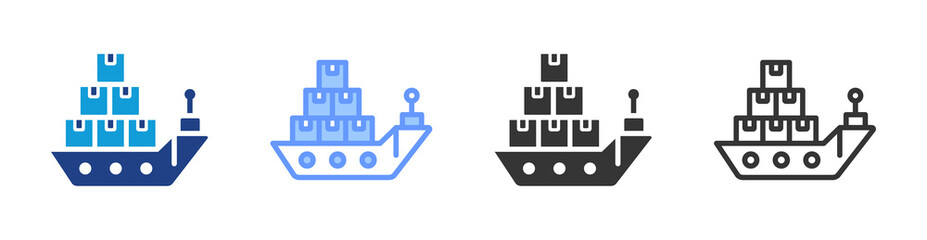 Naklejka premium Vessel icon set multiple style collection
