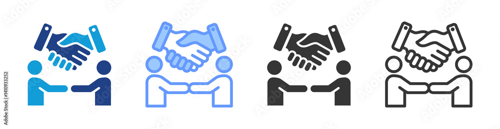 Poster bilateral trade icon set multiple style collection