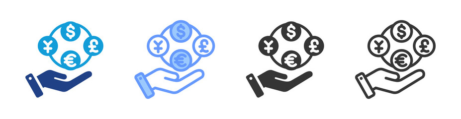 Foreign Exchange icon set multiple style collection