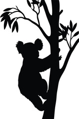 Koala in Tree Silhouette – Captivating Wildlife Climb for Nature & Graphic Design