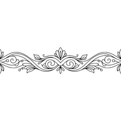 Fototapeta premium Elegant Floral Border, Vector Line Art, Minimalist Design Element