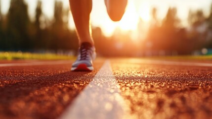 Runner on track at sunrise