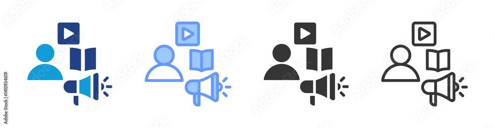 Poster independent study icon set multiple style collection