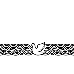 Fototapeta premium Elegant Dove Border with Floral Motif - Minimalist Design