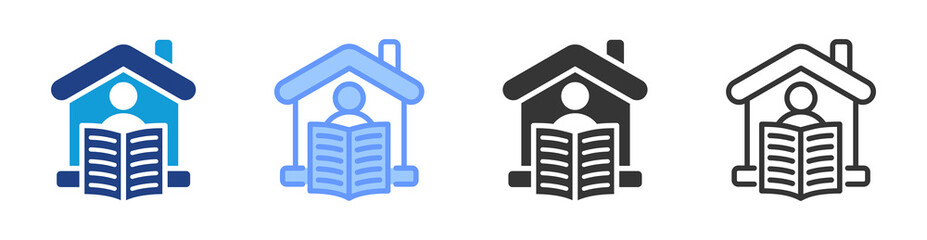 Home Schooling icon set multiple style collection