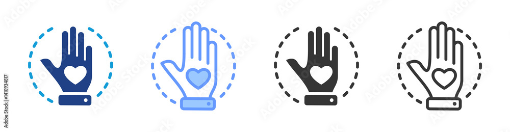 Poster voluteering experinces icon set multiple style collection