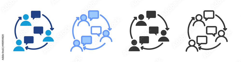 Poster Informal Coversation icon set multiple style collection