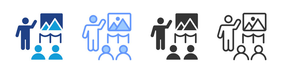 Museums Visits icon set multiple style collection