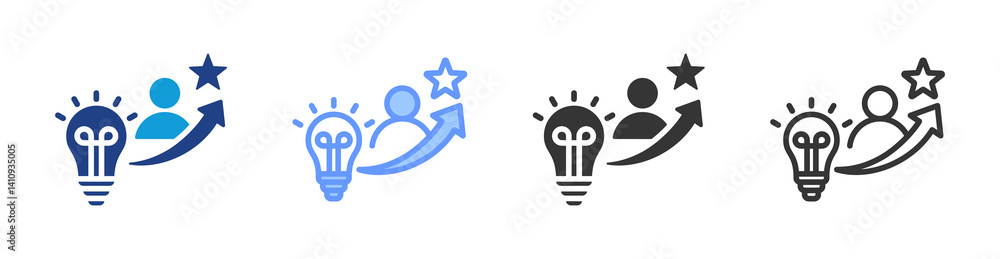 Poster life experiences icon set multiple style collection