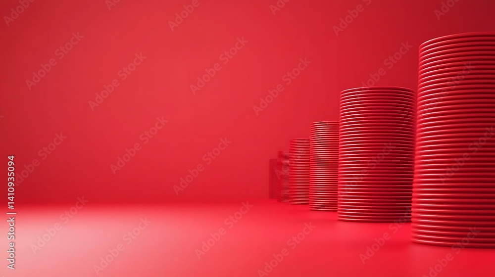 Aufkleber red geometric shapes abstract 3d rendering