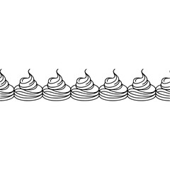 Minimalist Dessert Border: Whipped Cream Outline on White Background