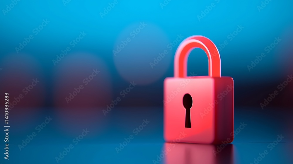 Aufkleber red padlock glowing with binary code on dark blue background