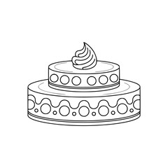 Outline Cake Illustration, Birthday, Wedding, Party Design
