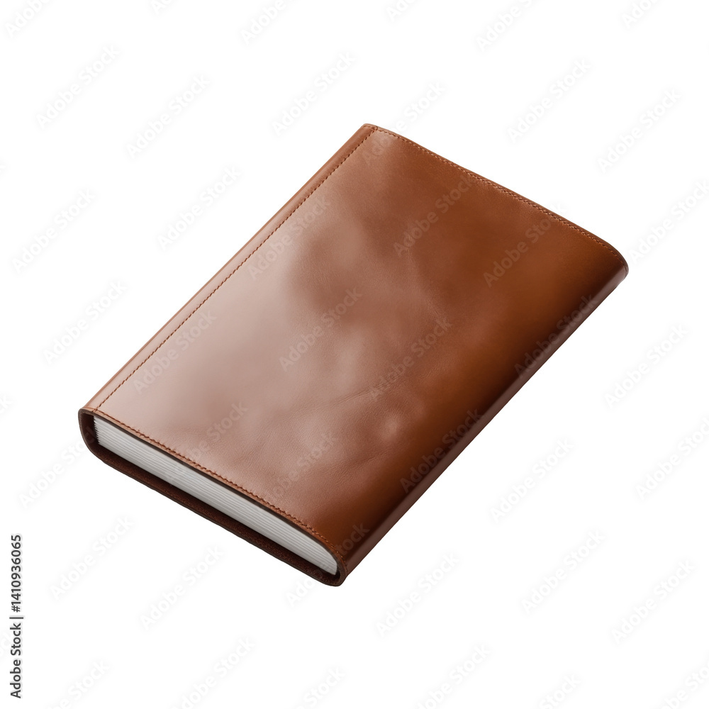 Poster elegant brown leather notebook displaying simple and stylish design