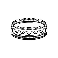 Elegant Line Art Cake Illustration, Vector, Celebration, Bakery, Dessert