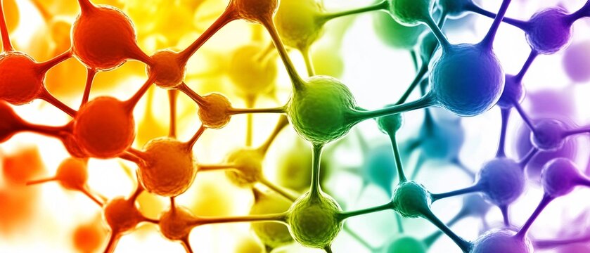 artistic visualization of molecular pathways, vibrant colors and clear connections, clean design,