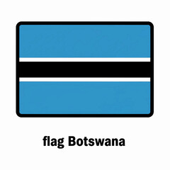 Computer-generated image, bold and cartoonish, with thick black lines and inset color highlights, showing the flag of Botswana. Vector Illustration